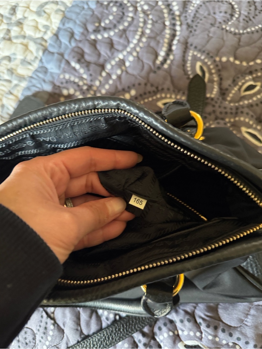 Prada Black Nylon & Leather Satchel with Gold Hardware - Picture 8 of 8